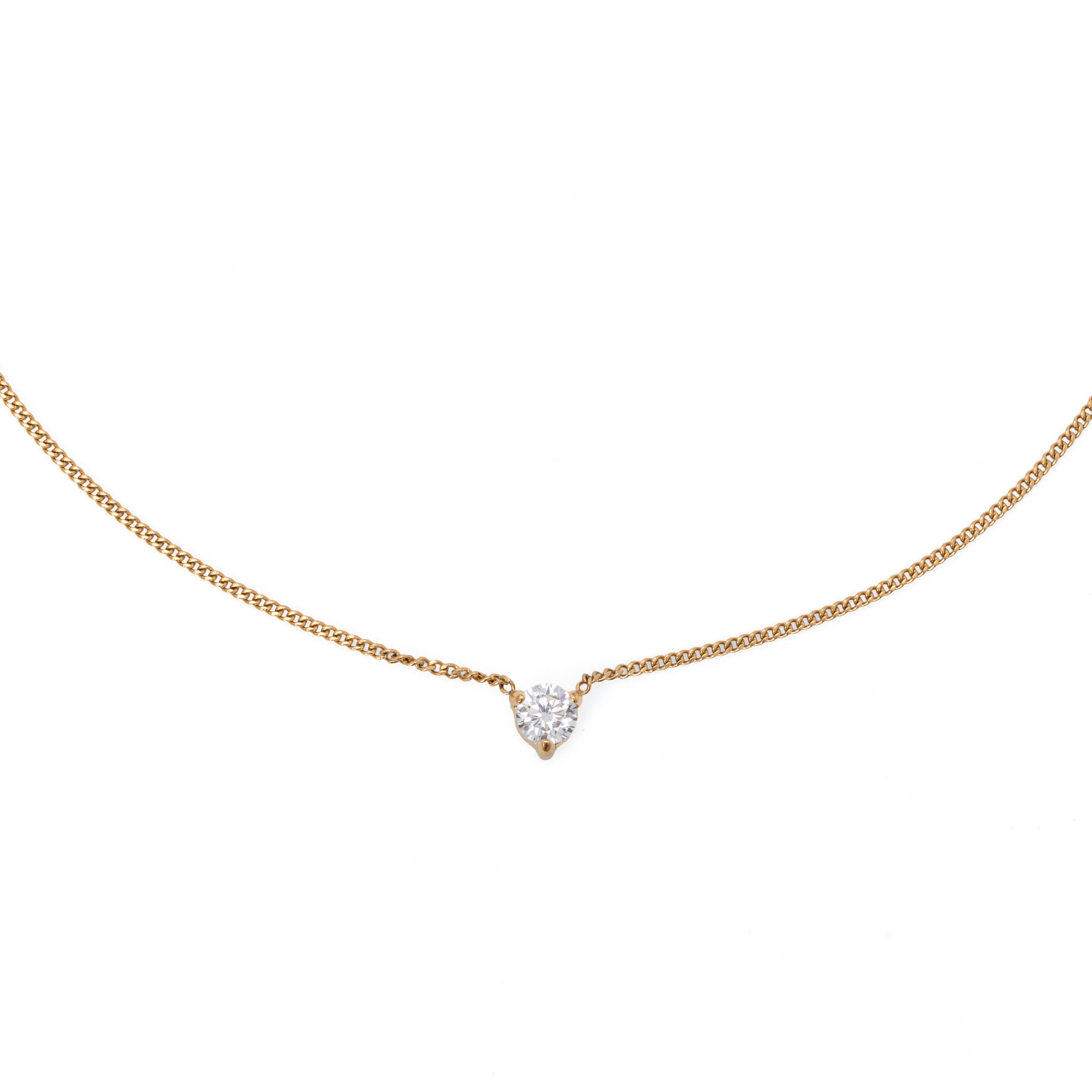 Waterproof 4mm Round Brilliant 5A CZ Solitaire Necklace