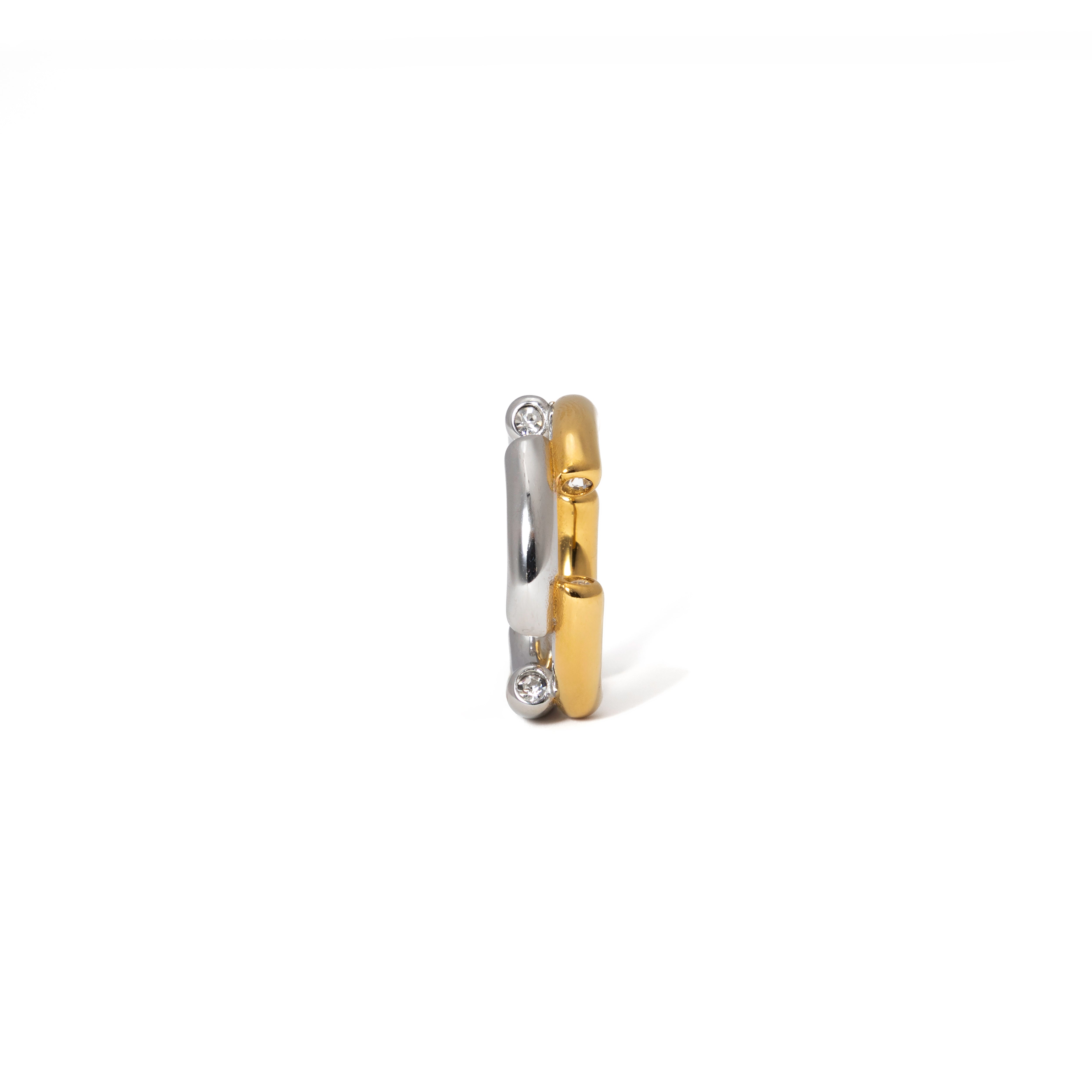 Waterproof Two-Tone Diamond Crystal Statement Ring