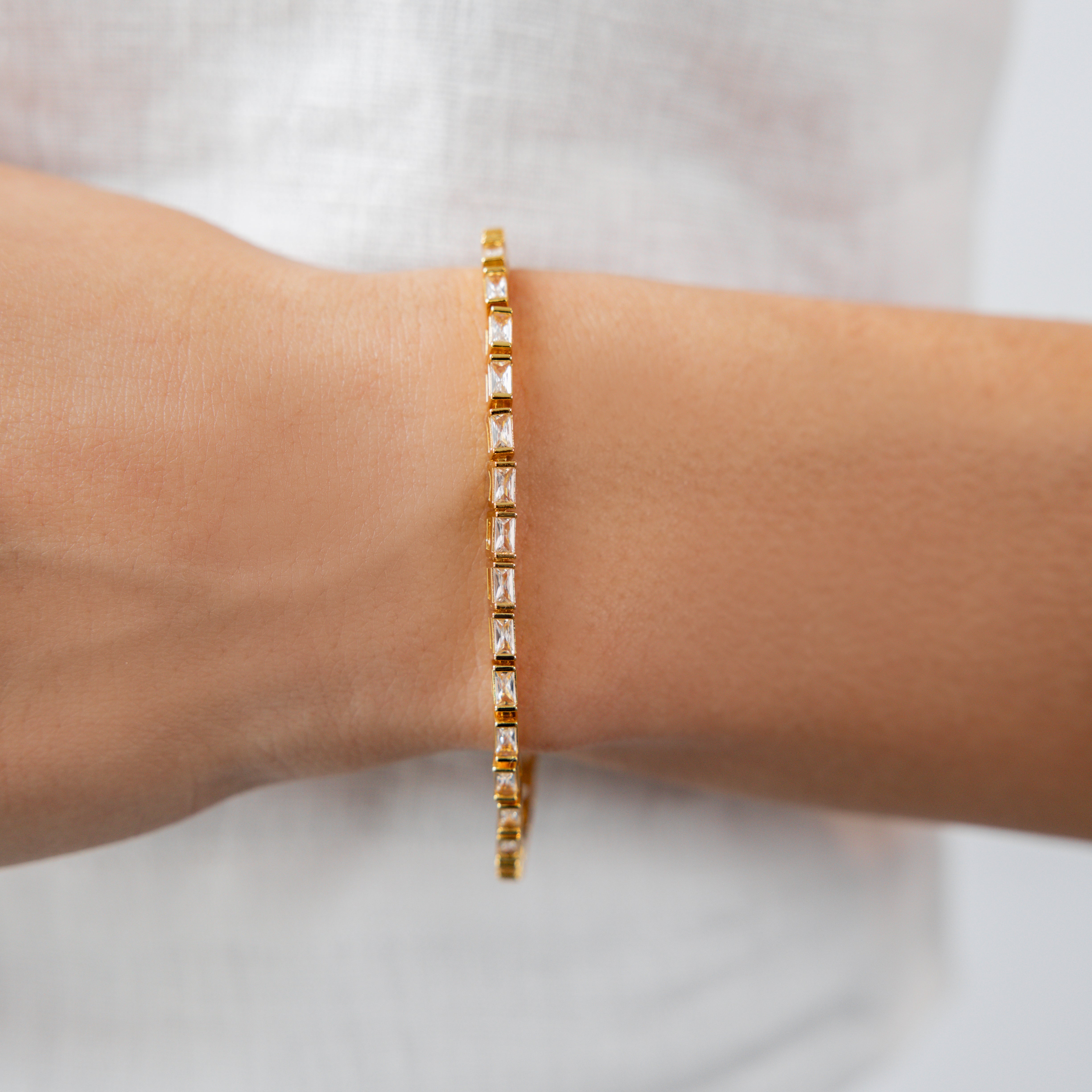 18K Gold Baguette Tennis Bracelet