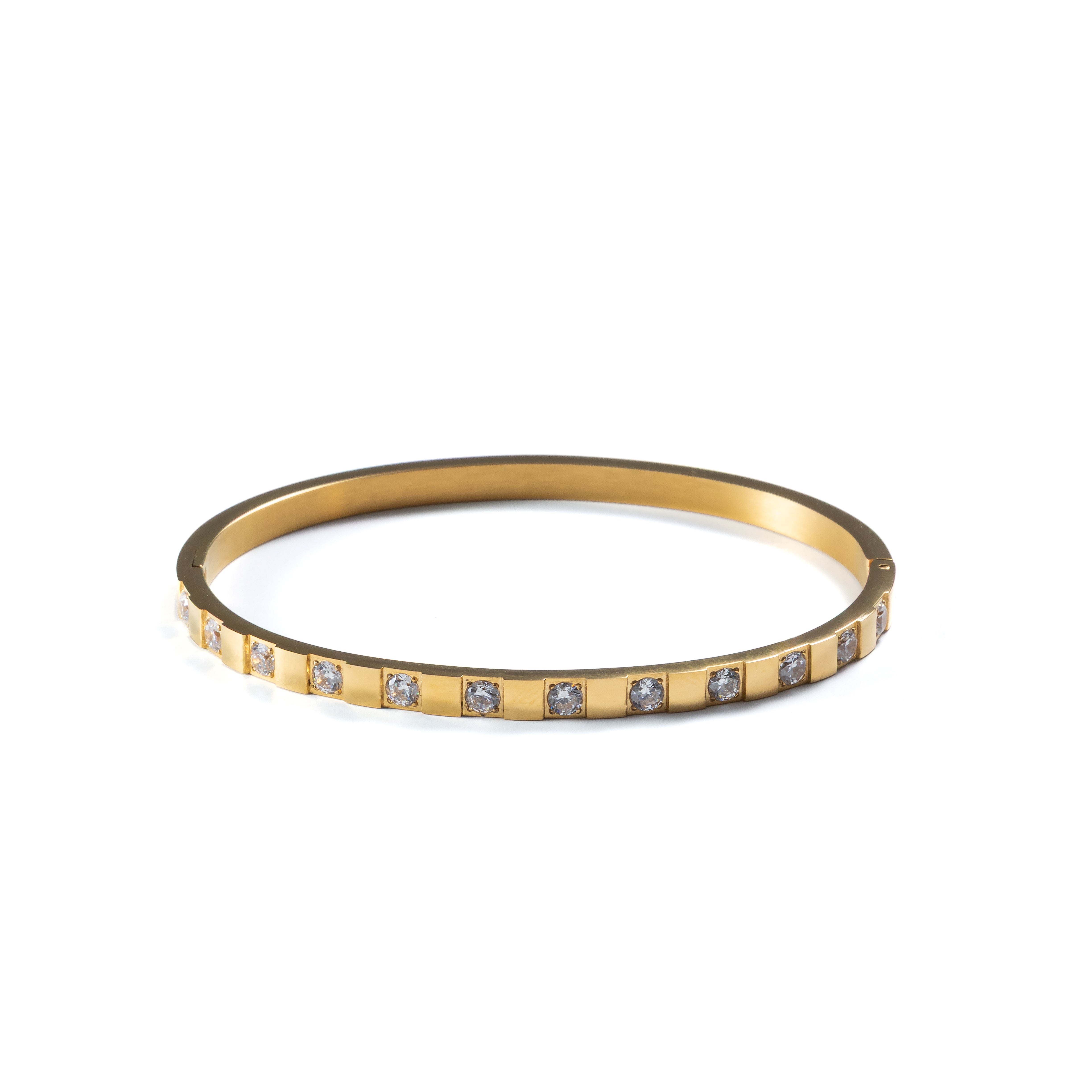 Waterproof Gold Structured Diamond Bangle