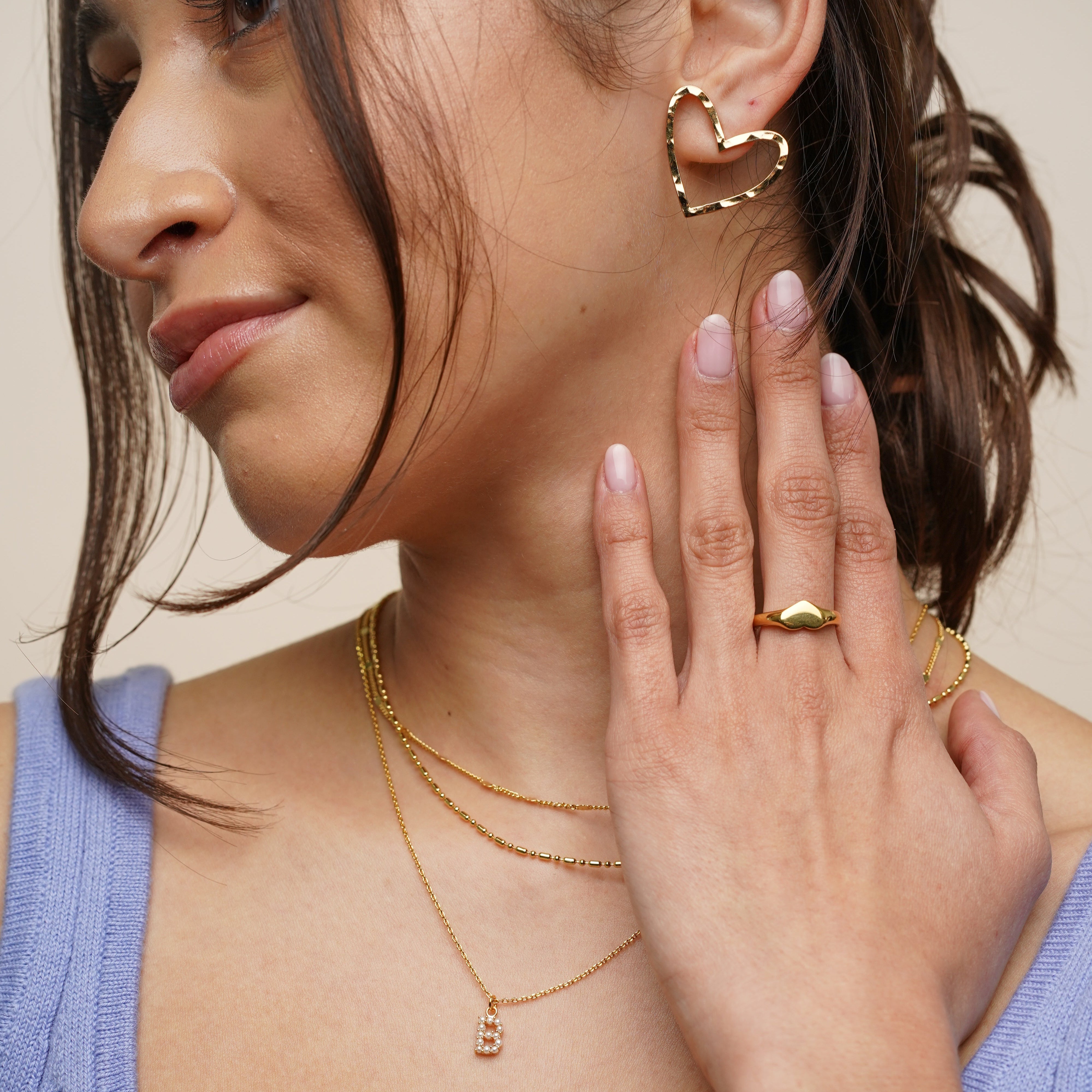 Hammered Hearts Studs