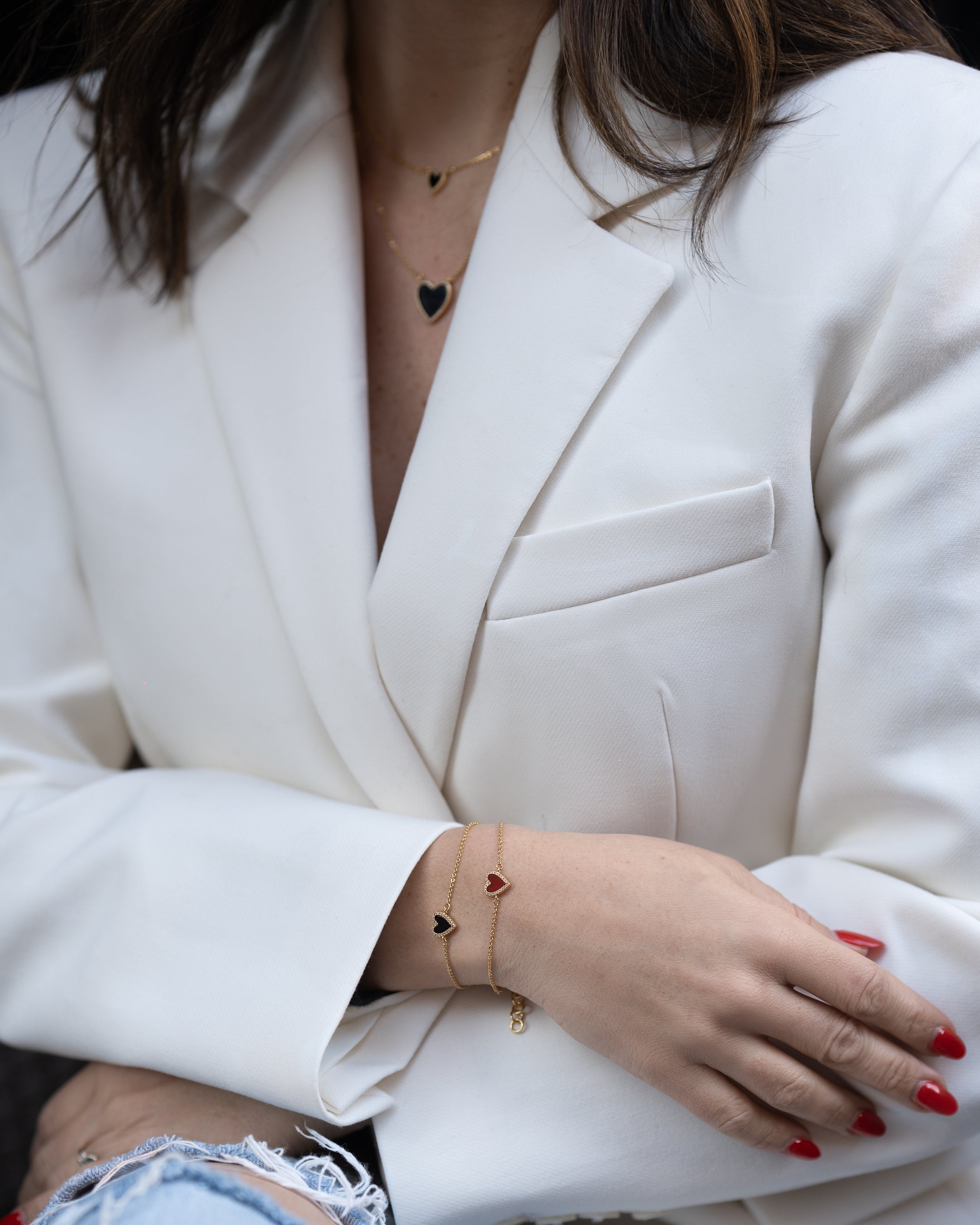 The Tiny Burgundy Agate Heart Bracelet