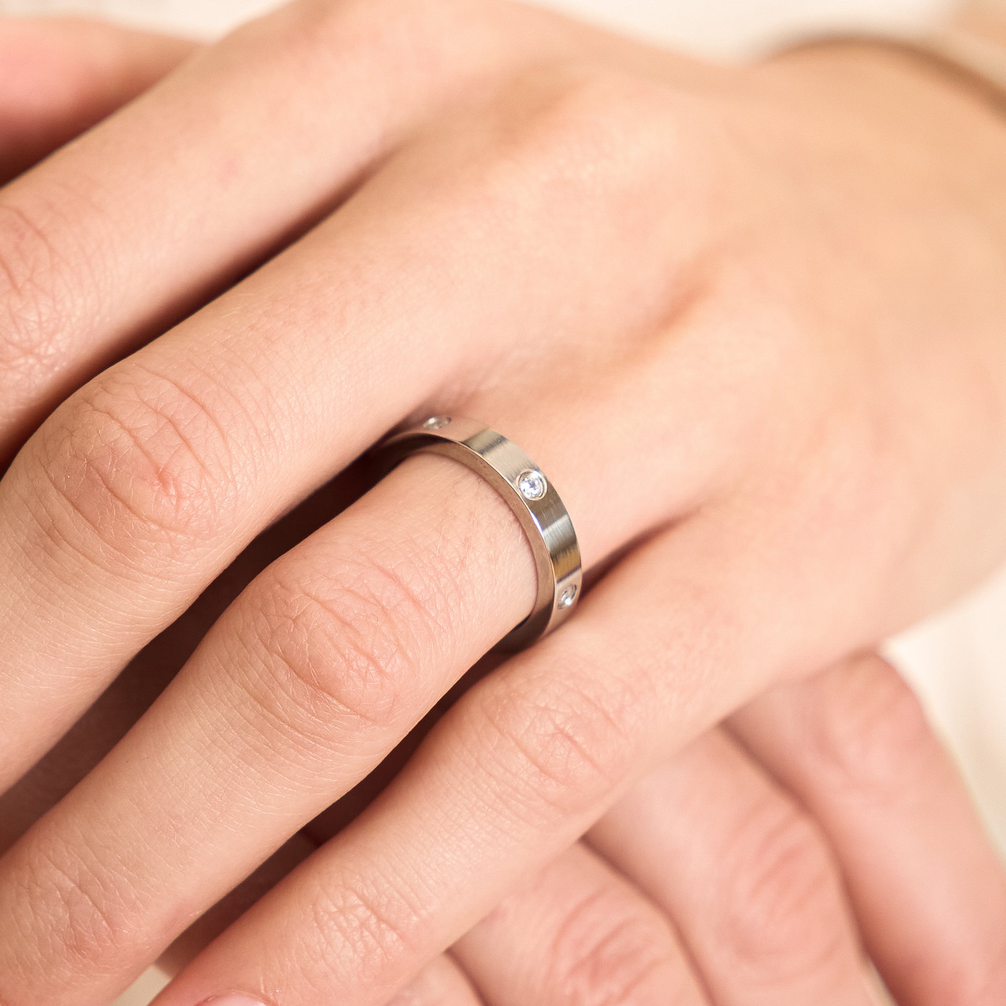 Diamond Ring Band, Silver