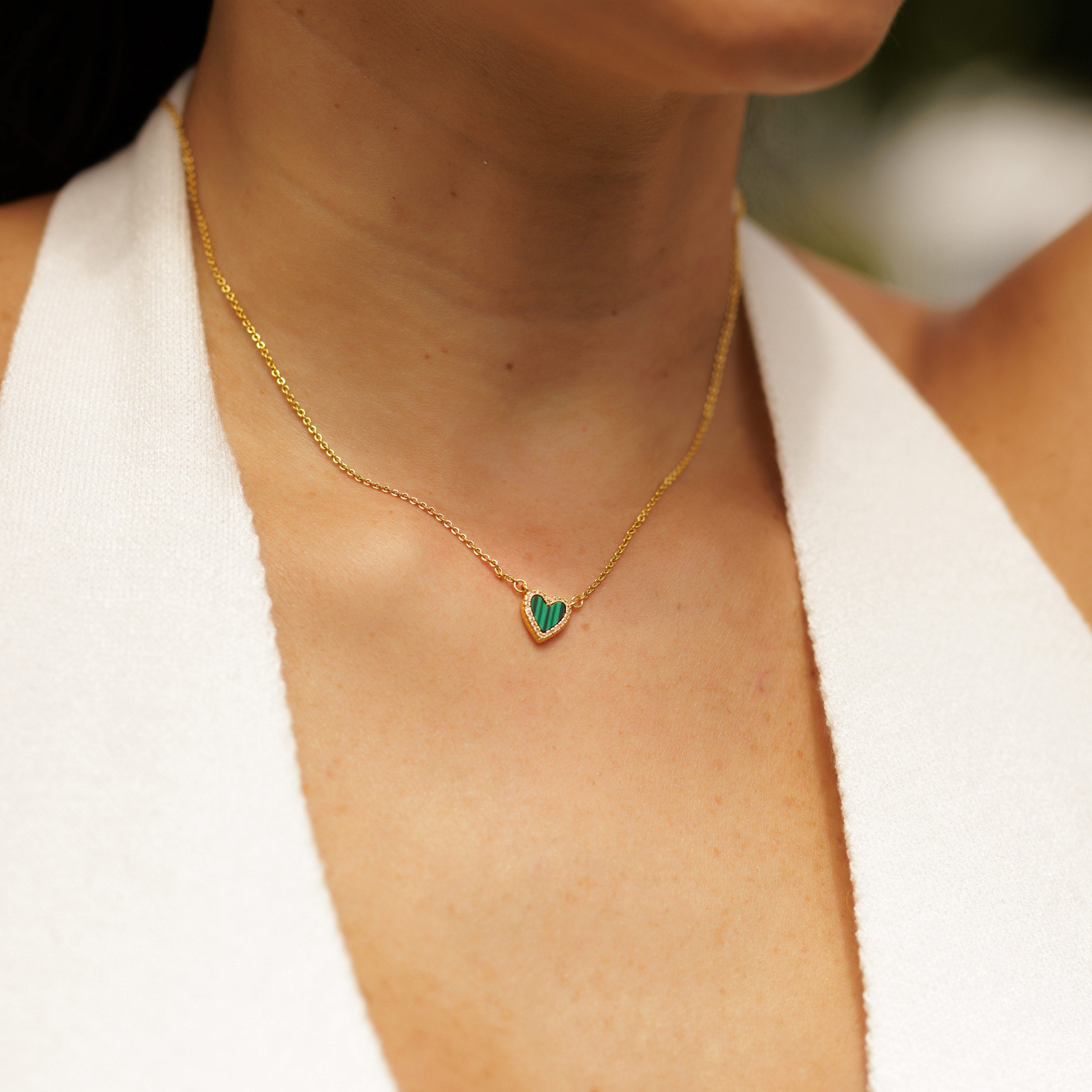 Pre Order - The Tiny Malachite Heart Necklace