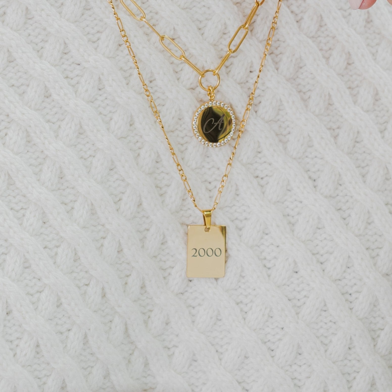 Waterproof Gold Tag Necklace