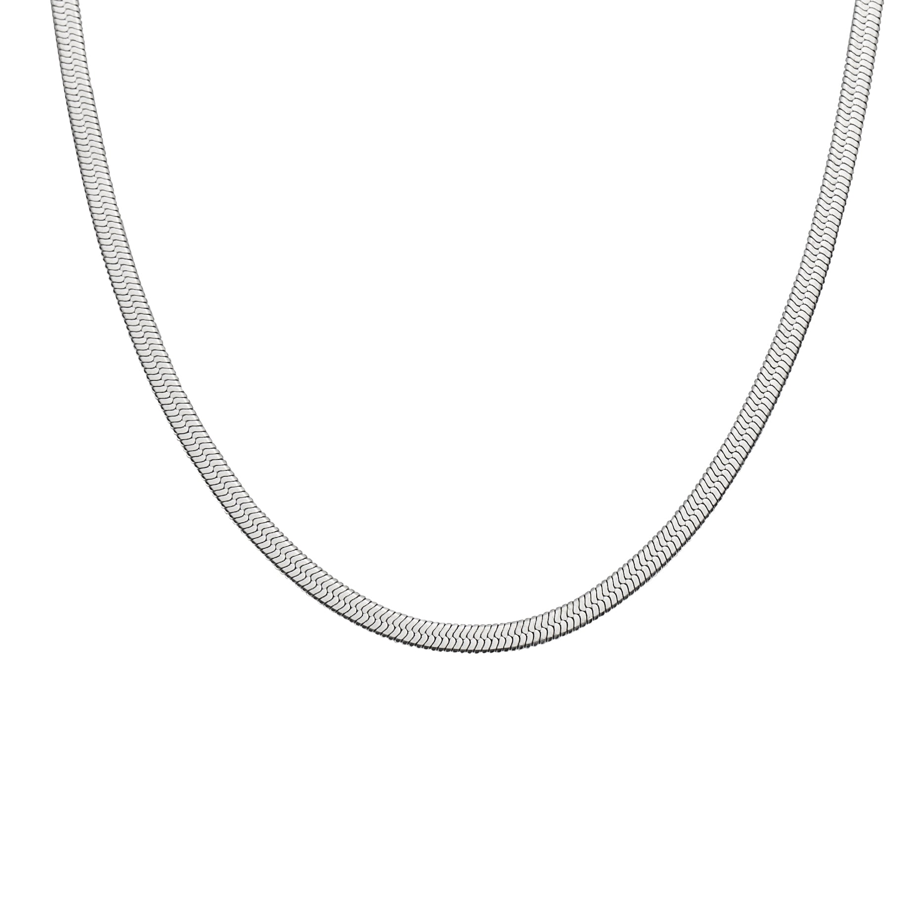Silvery Plated Herringbone Chain Necklace Women - Temu