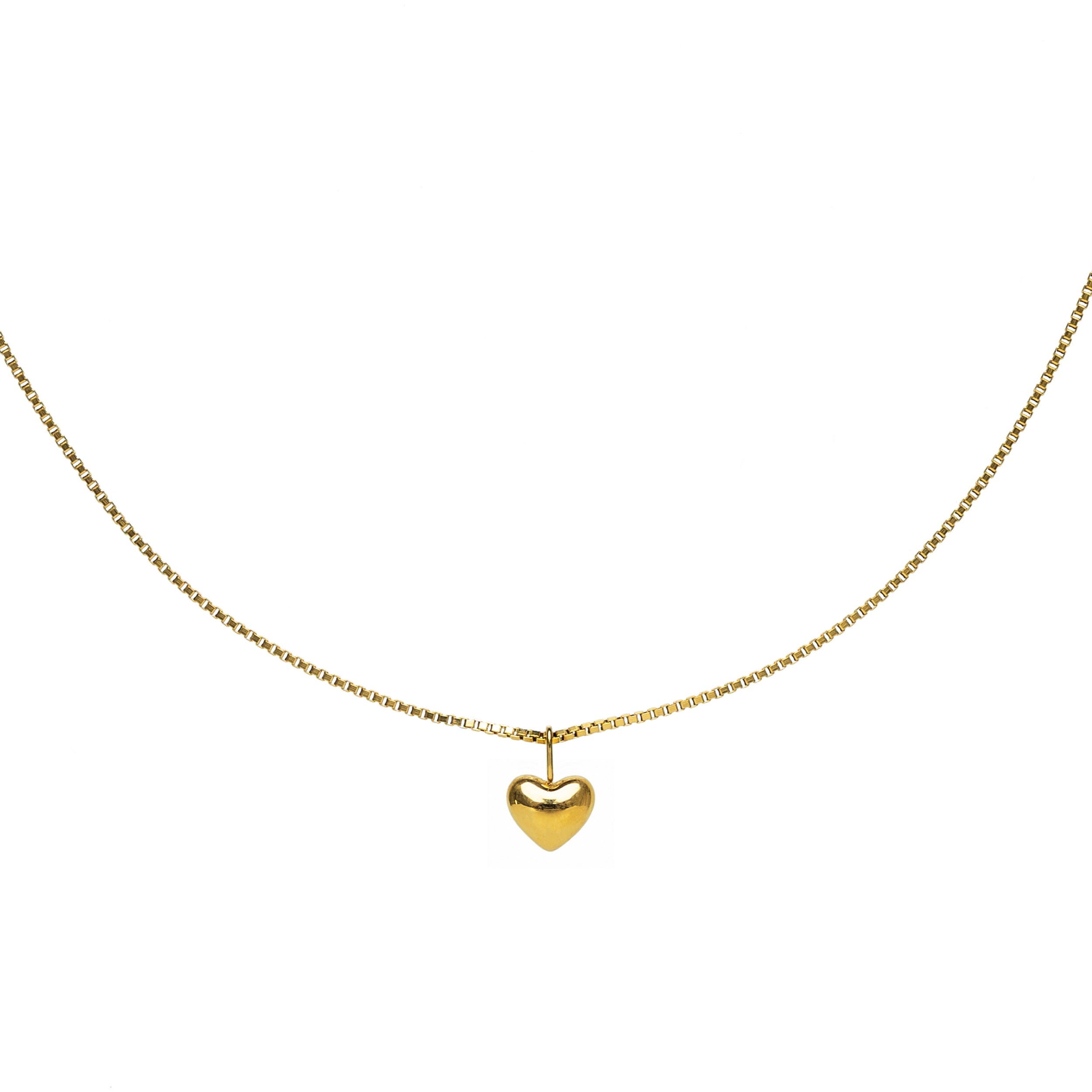 Gold Puffy Heart Necklace Small