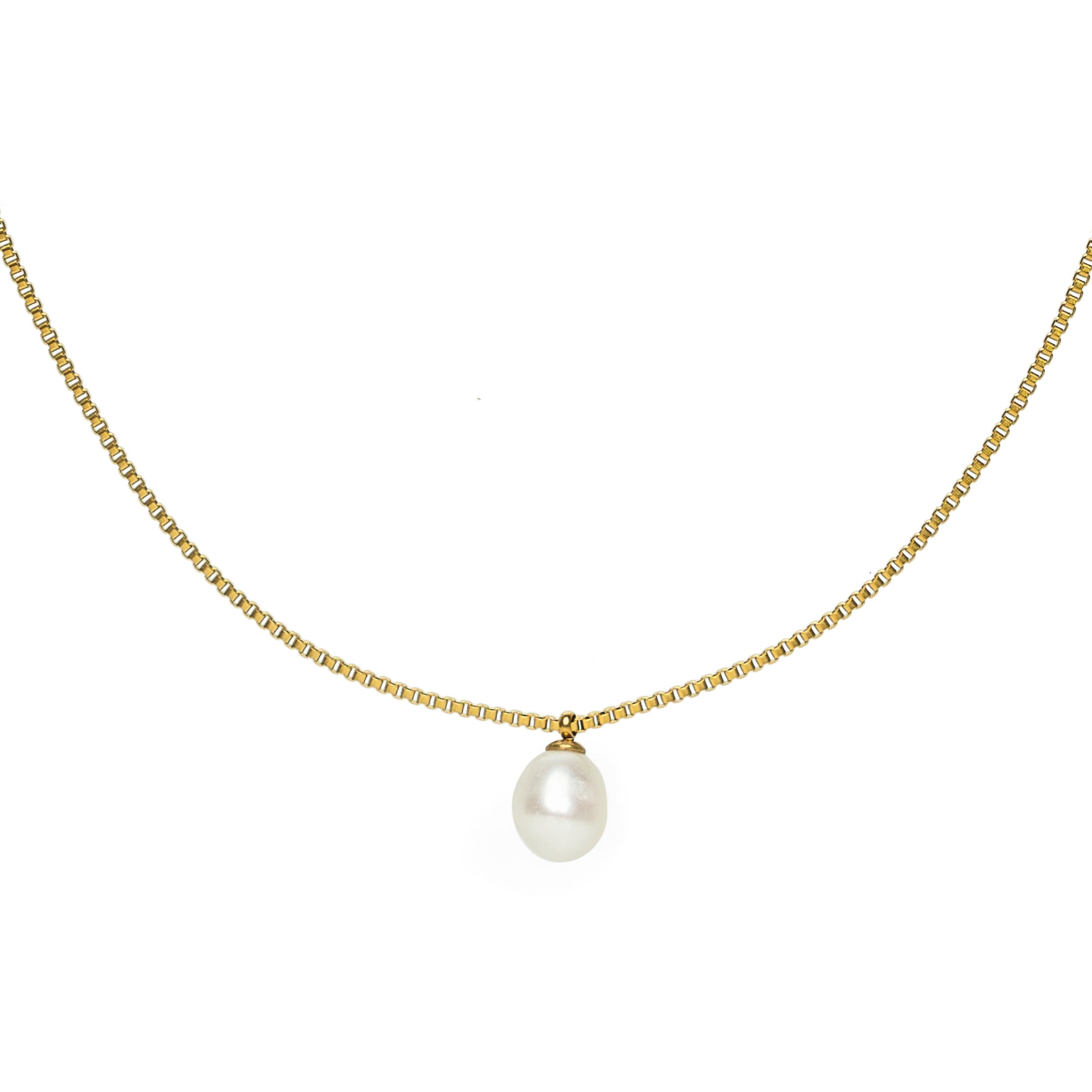 Box Chain Pearl Necklace