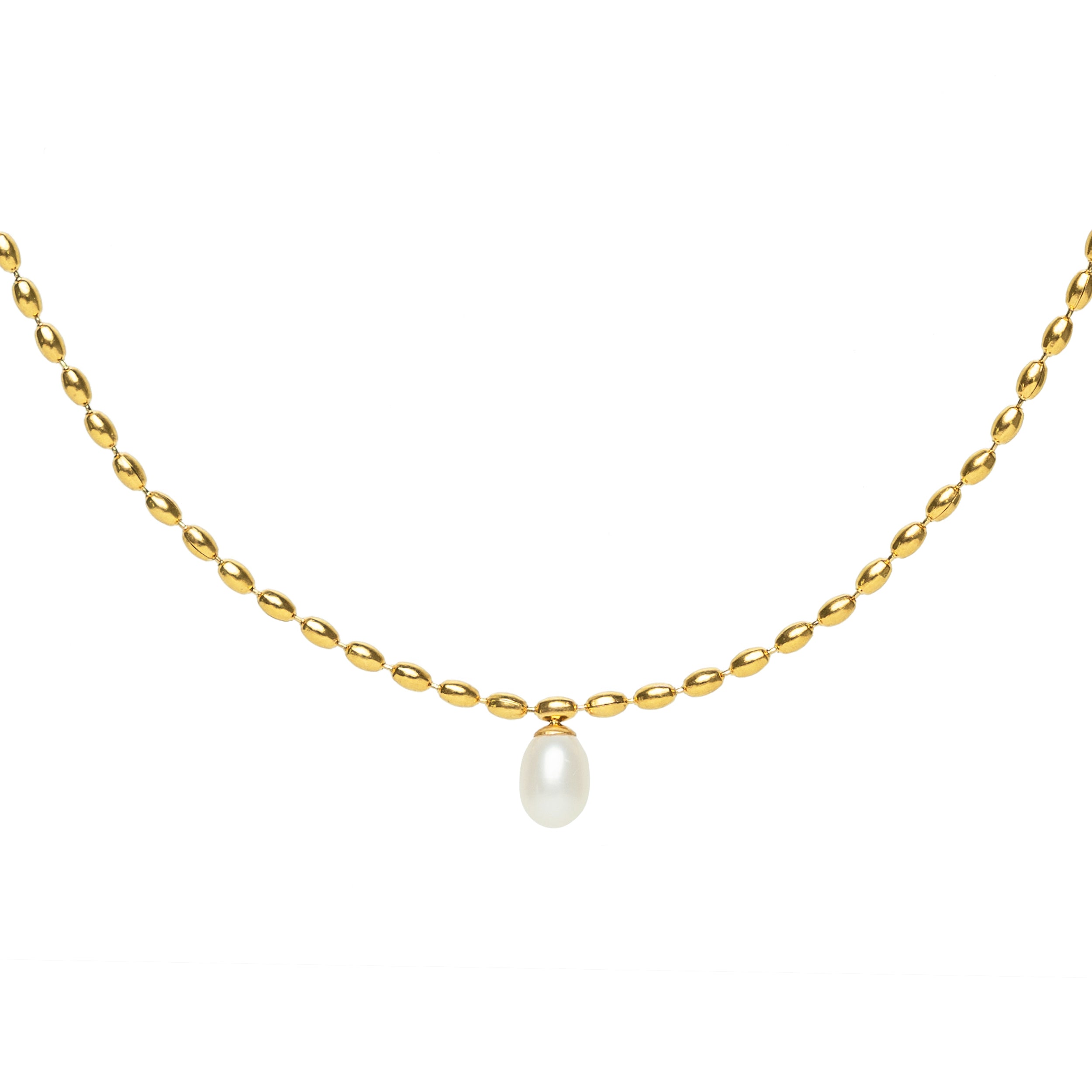 Gold Pearl Pendant Necklace