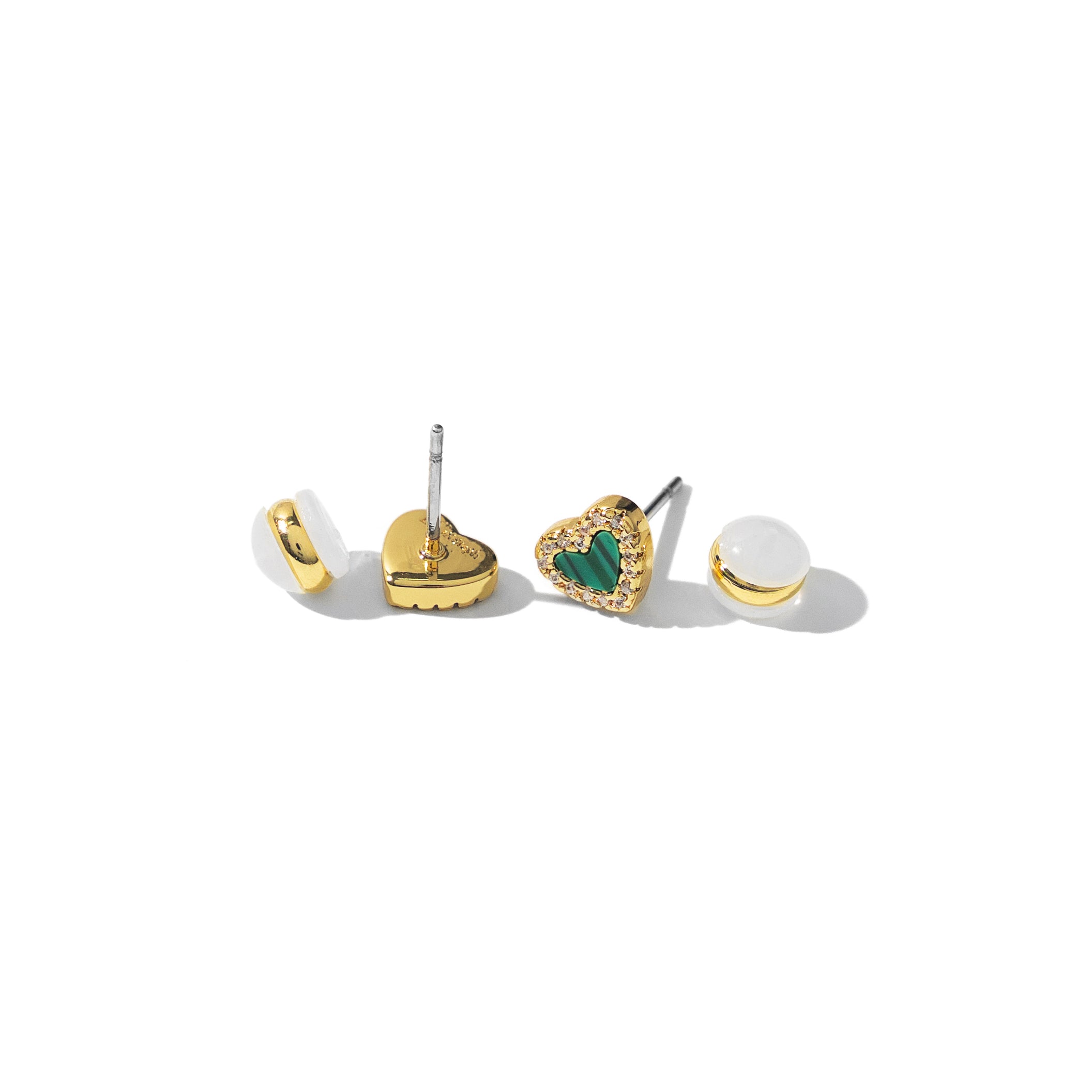 Pre Order Tiny Malachite Heart Studs