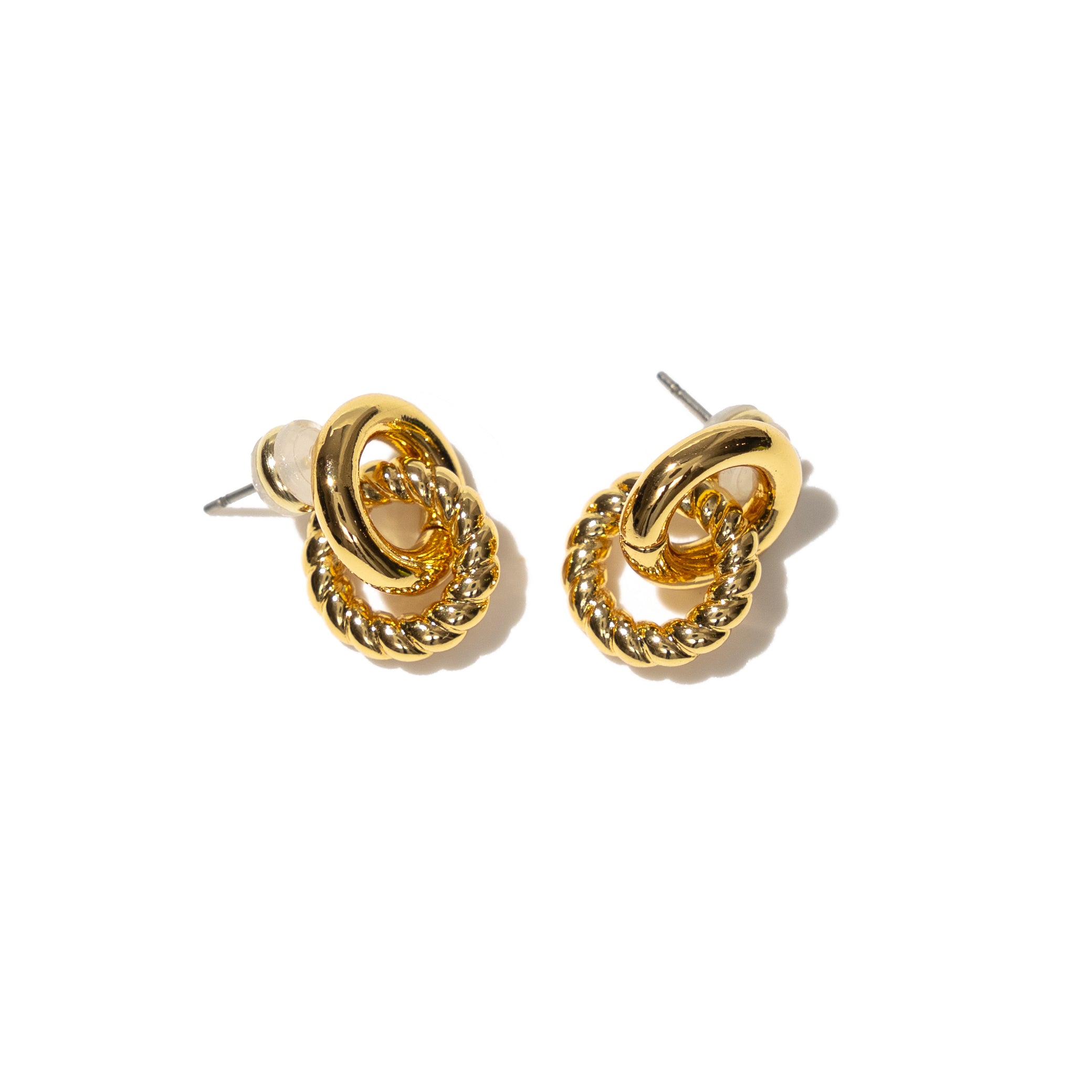 18K Gold Twisted Link Studs
