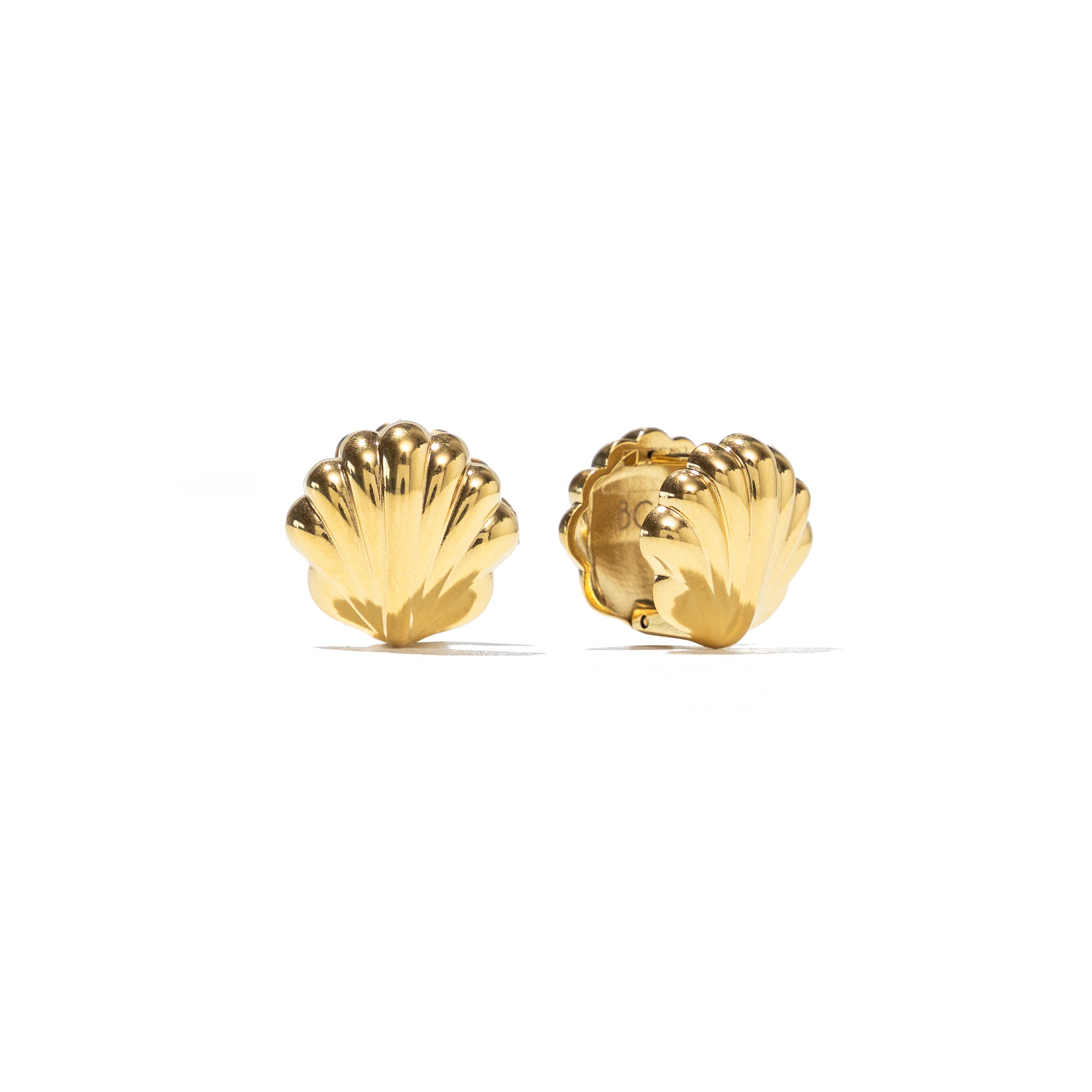 Waterproof Gold Double Shell Earrings