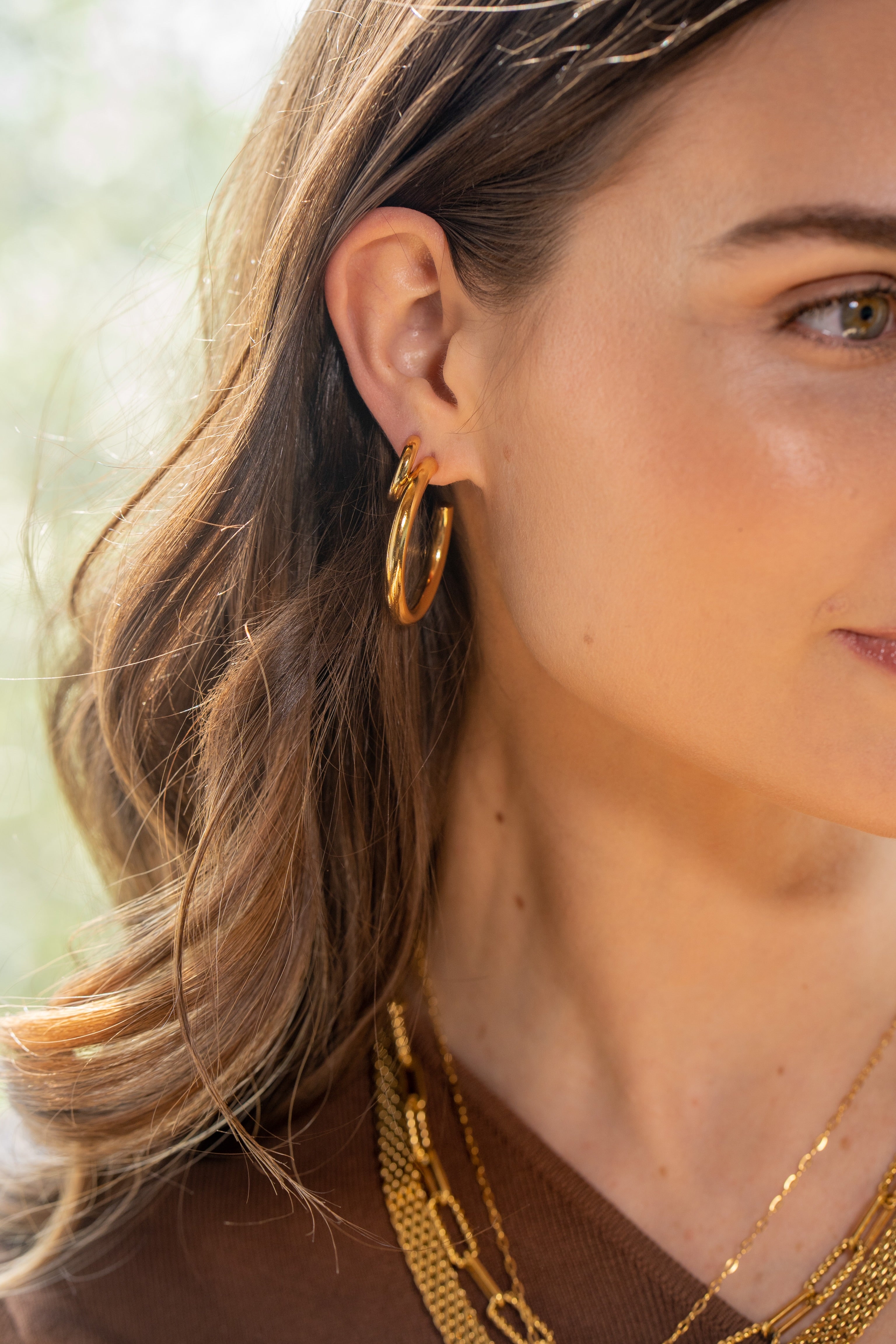24K Gold 37mm Tube Hoops