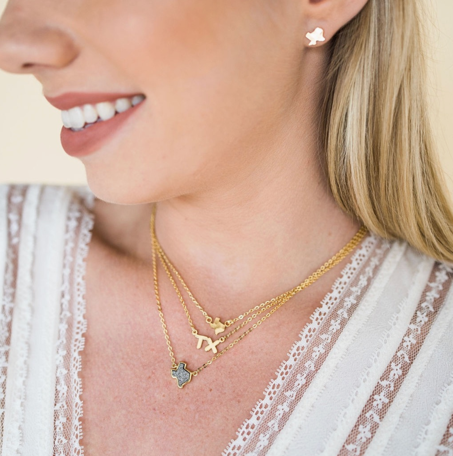 18K Gold Texas Druzy Necklace in Silver