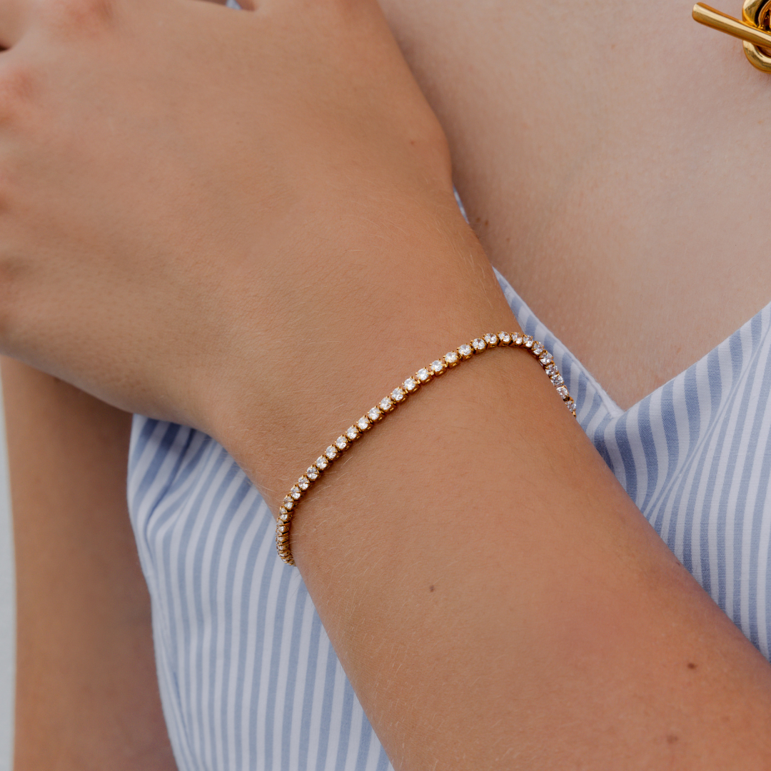 Waterproof 2mm Diamond Tennis Bracelet