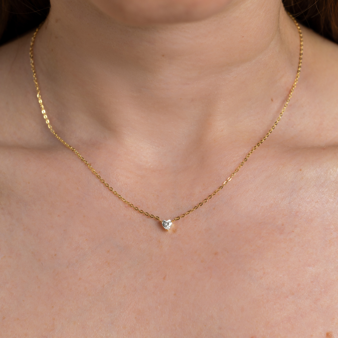 Waterproof 4mm Heart Solitaire Necklace