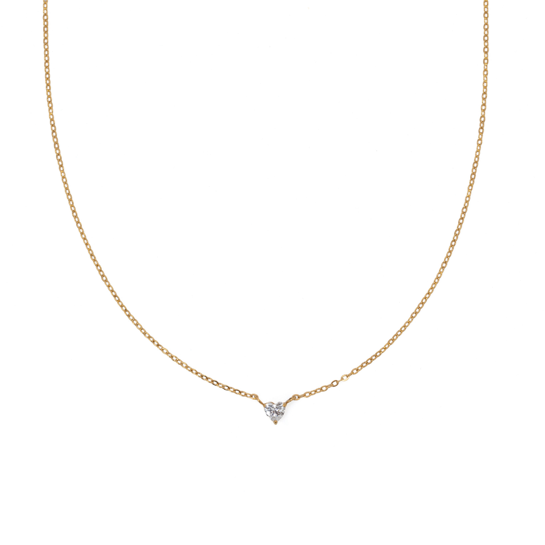 Waterproof 4mm Heart Solitaire Necklace