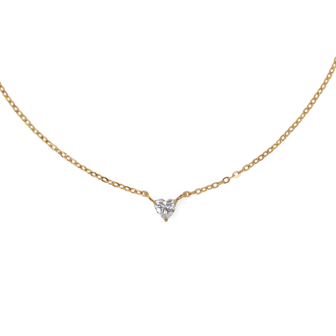 Waterproof 4mm Heart Solitaire Necklace