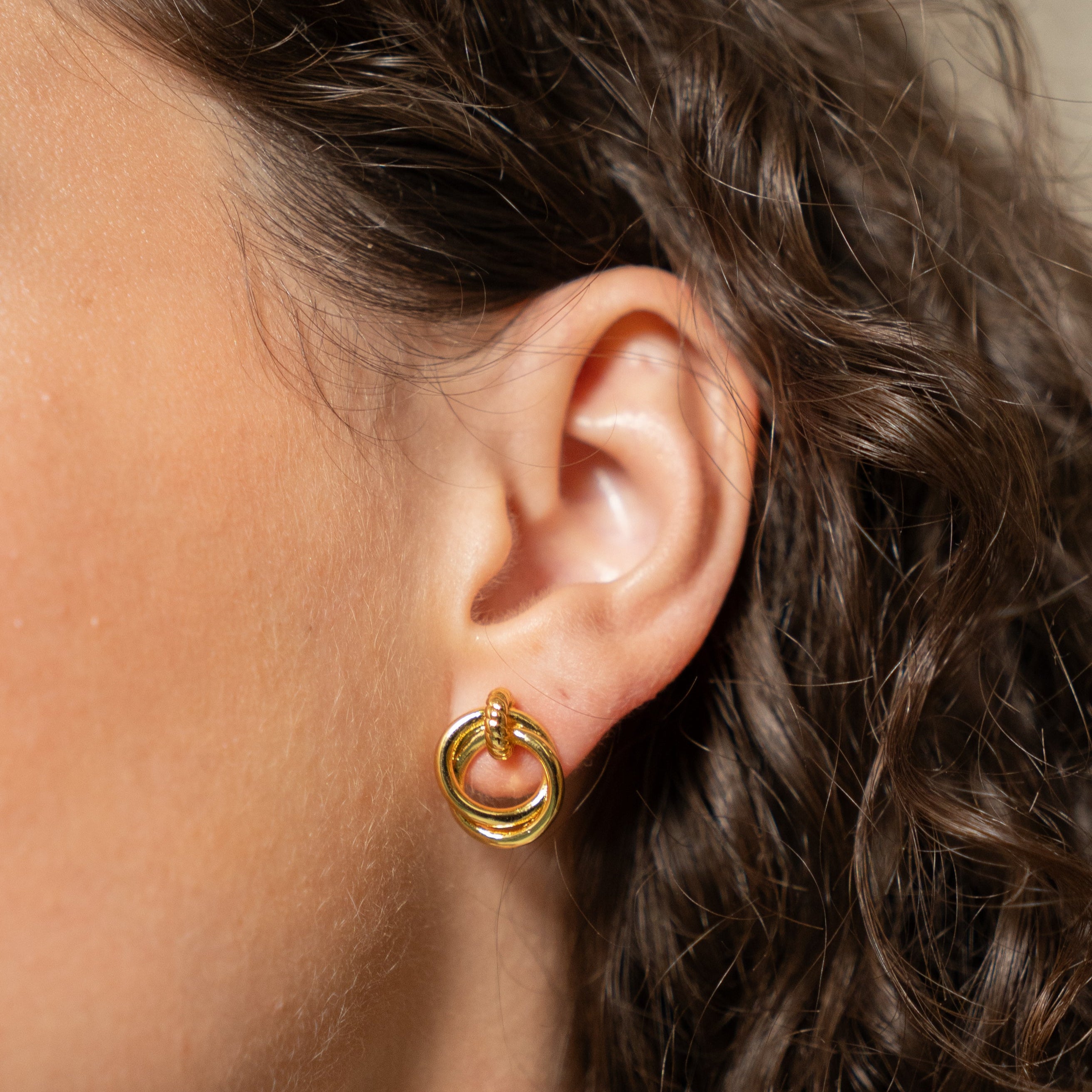18K Gold Looped Duo Link Studs