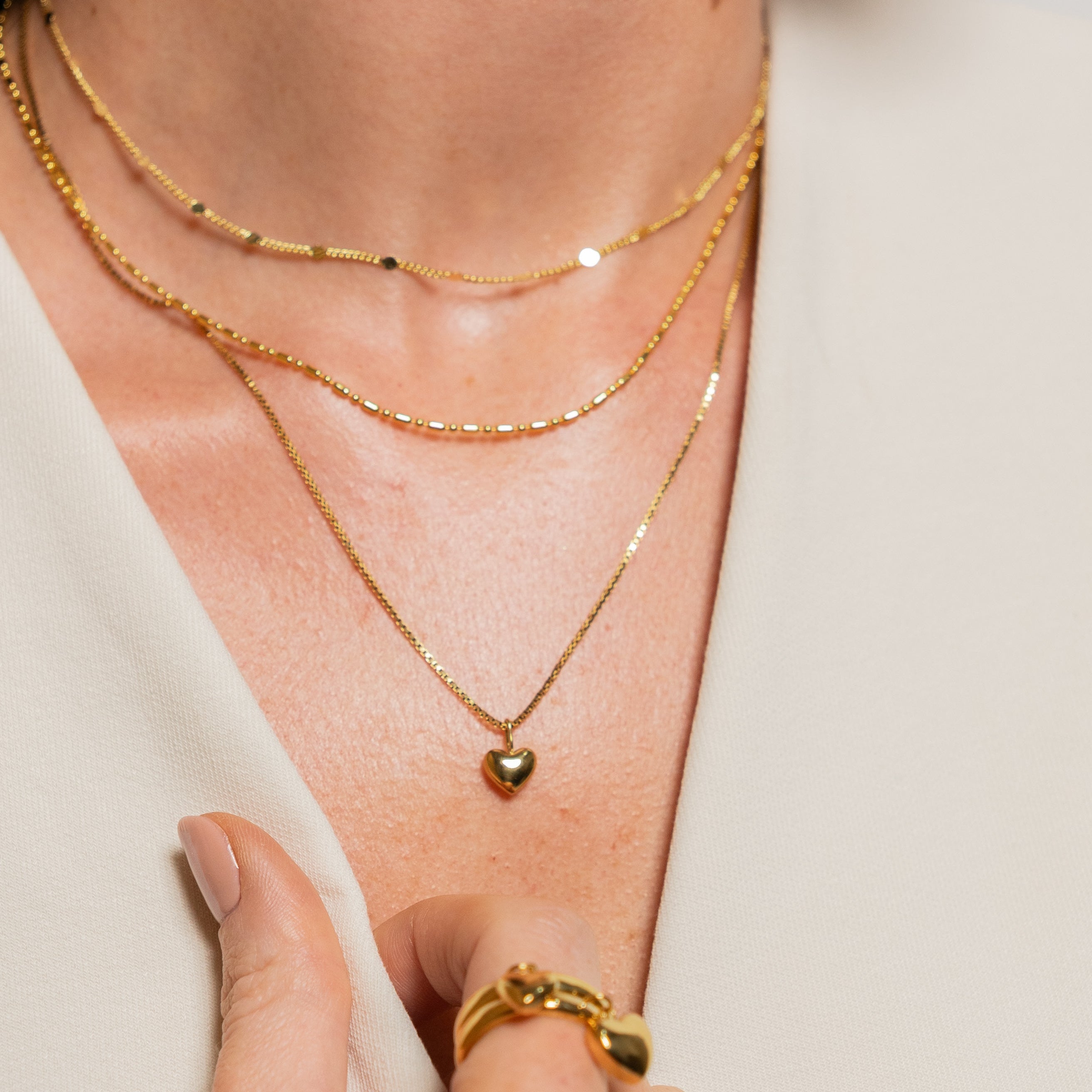 18K Gold Dainty Layered Reflective Choker