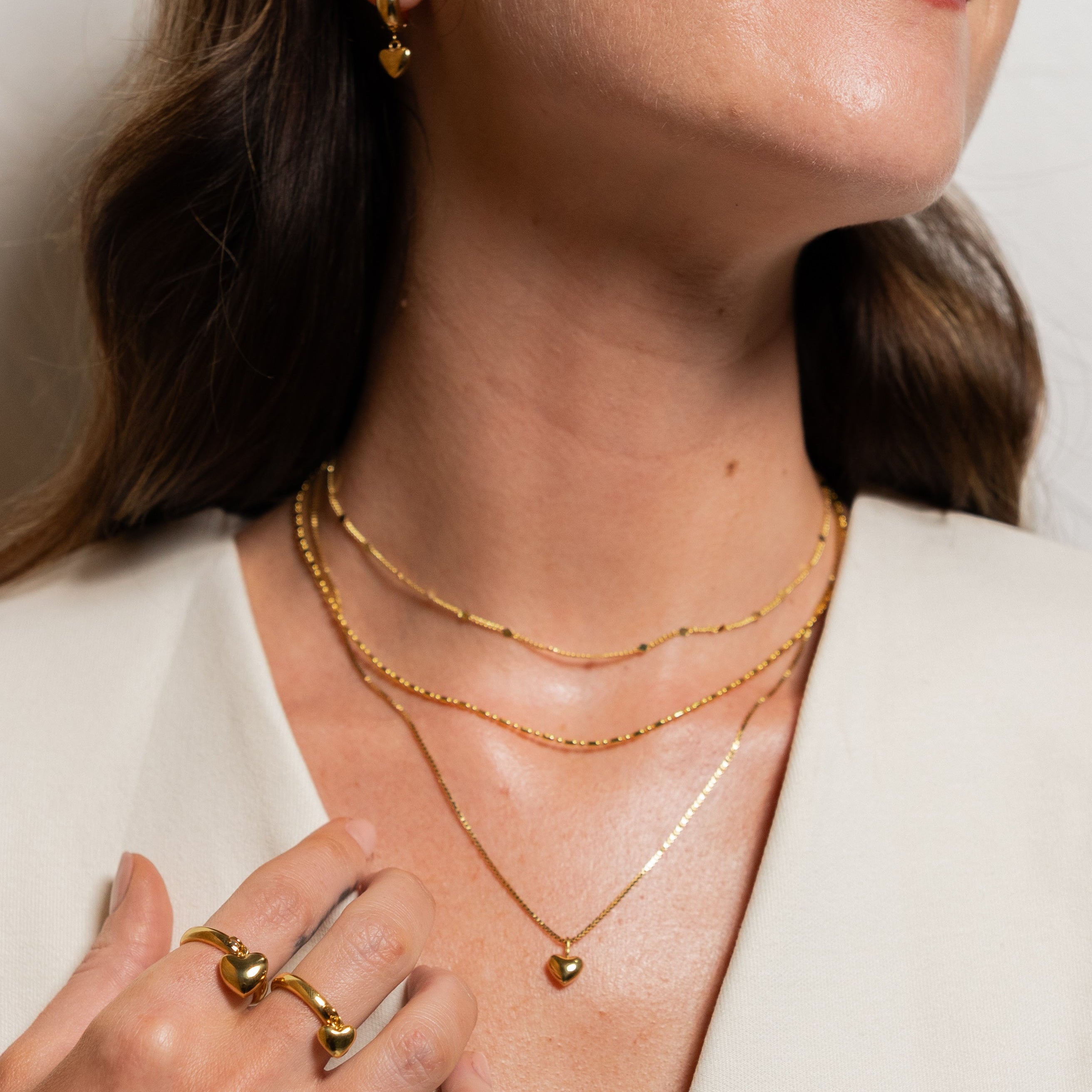 18K Gold Dainty Layered Reflective Choker