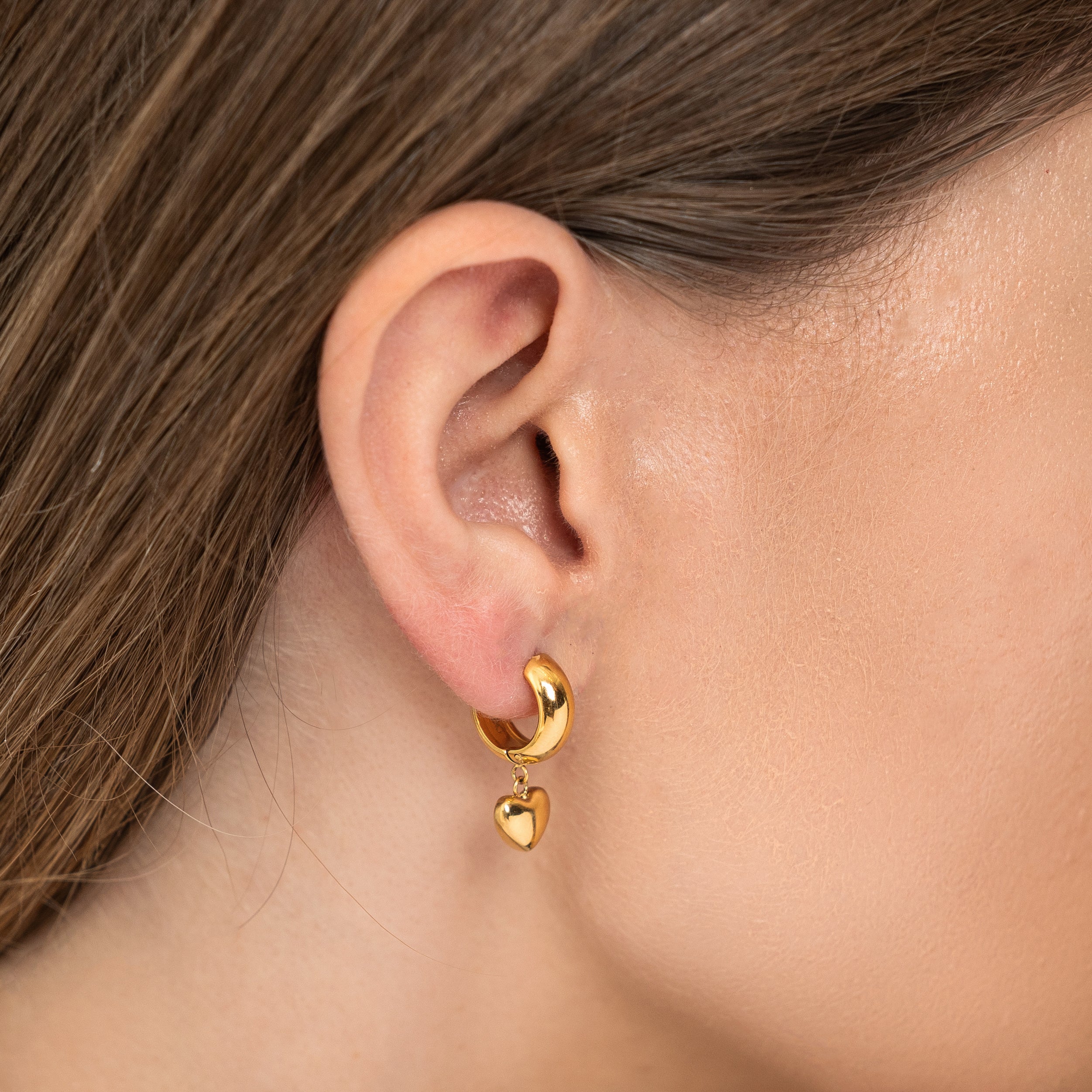 Puffy Heart Hoop Earrings