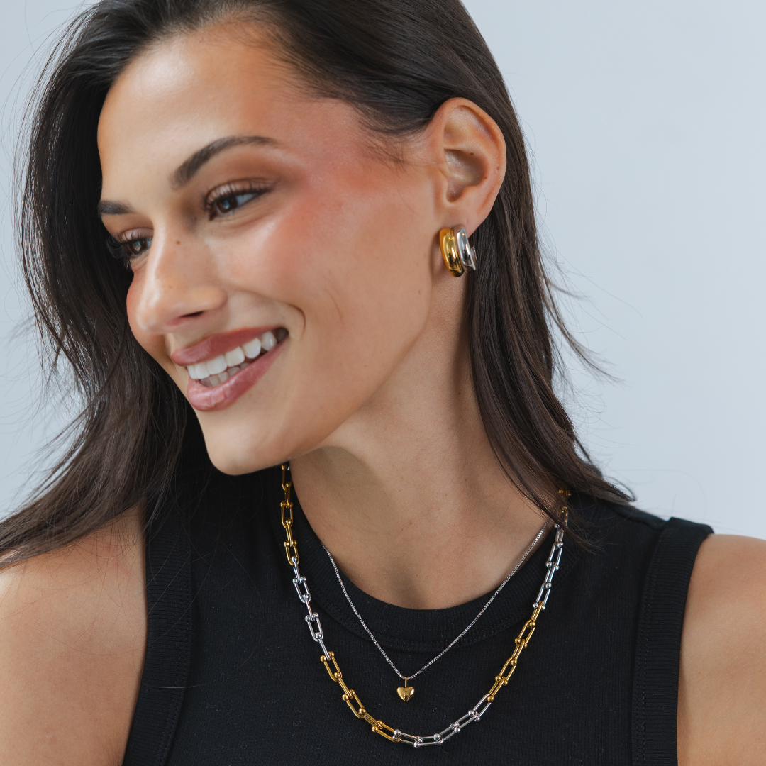 Waterproof Two Tone Chain Necklace