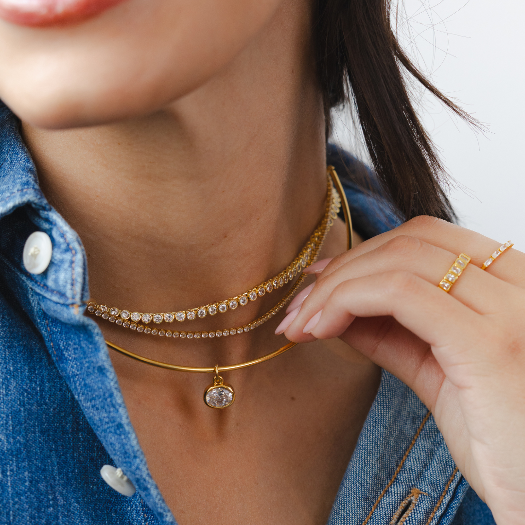 18K Gold Diamond Tennis Necklace