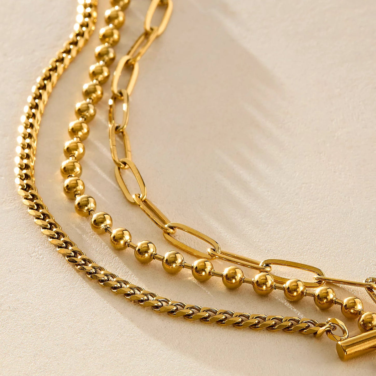 Waterproof Gold Chunky Triple Anklet