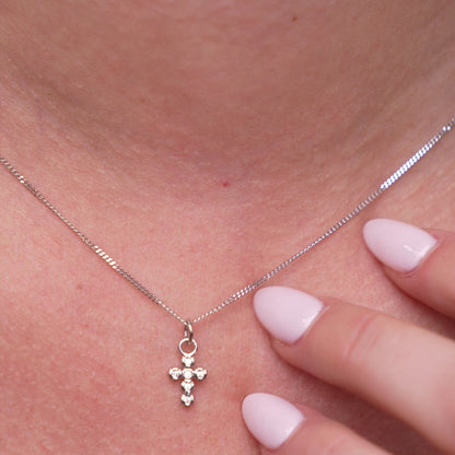 Silver Shiny Cross Necklace