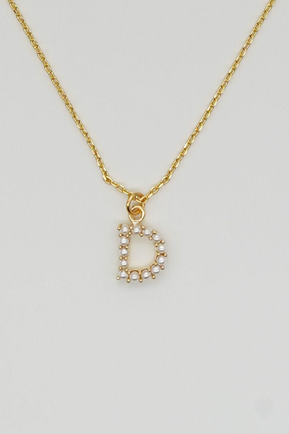 Dainty Love Pearl Initial Necklace