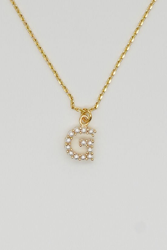 Dainty Love Pearl Initial Necklace