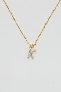 Dainty Love Pearl Initial Necklace